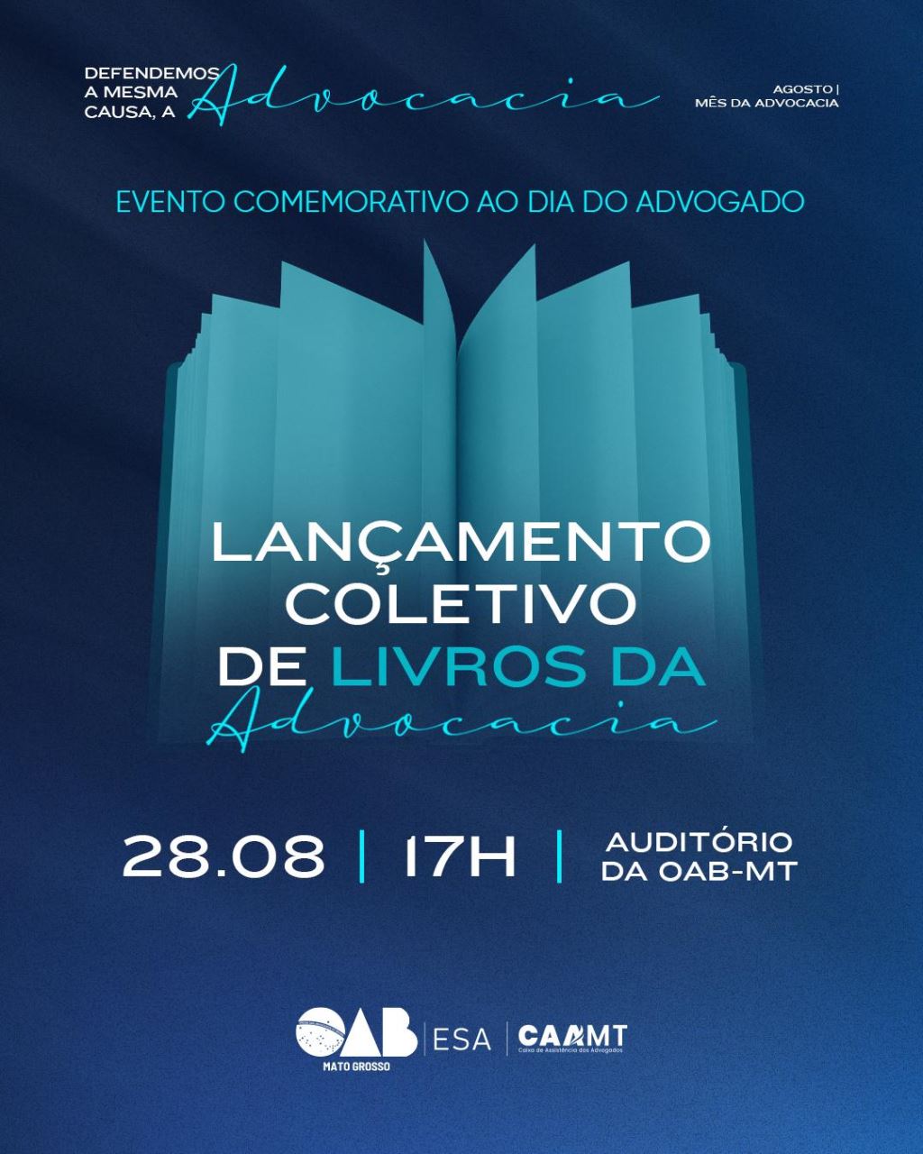 OAB-MT e ESA-MT chamam autores para lançamento coletivo de livros jurídicos, evento está na programação do mês da advocacia | Notícia
