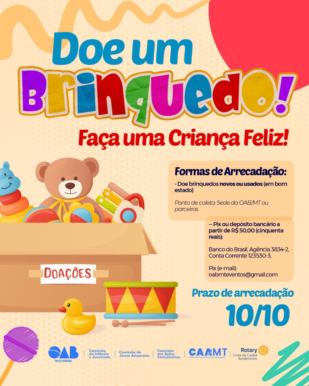 OAB-MT lança campanha para arrecadar brinquedos | Notícia