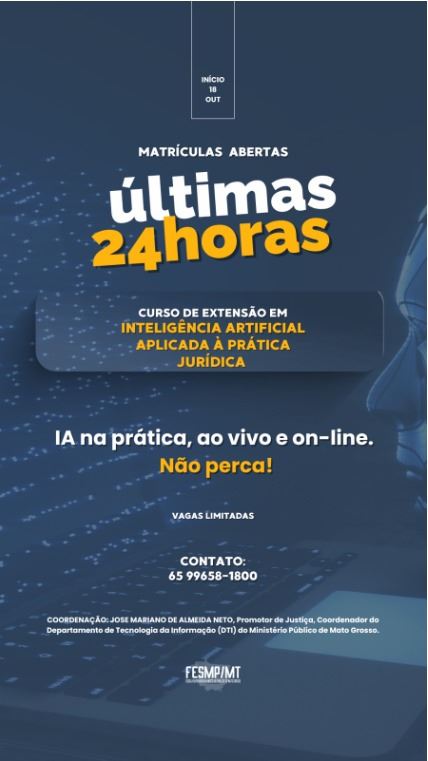 Parceria OAB-MT e FESMP-MT garante descontos especiais para a advocacia em curso sobre IA aplicada a práticas jurídicas | Notícia