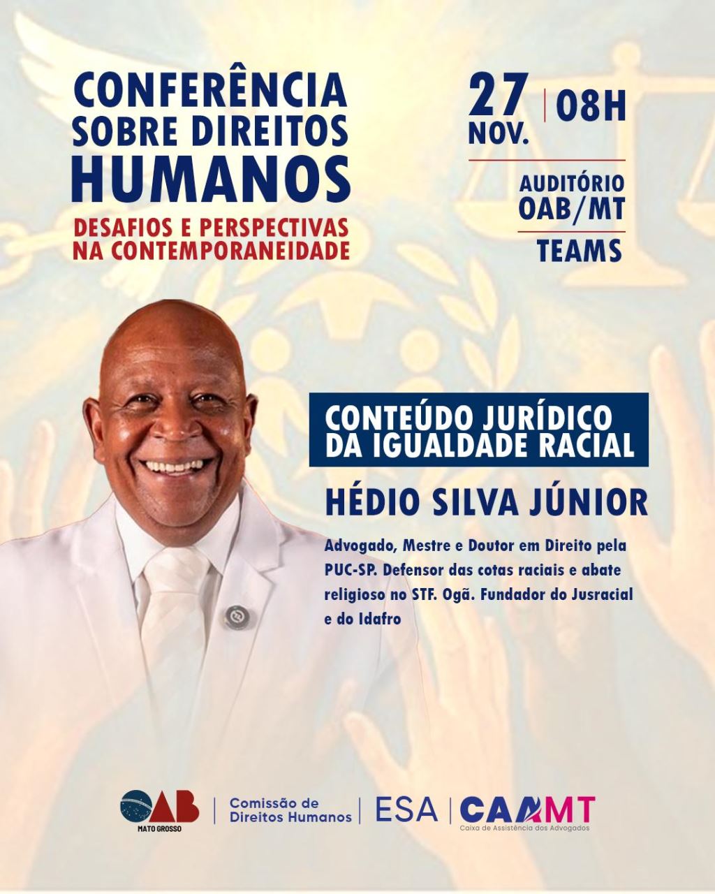 OAB-MT promove Conferência com foco no que diz a lei para garantir a Igualdade Racial; inscrições abertas com cotas | Notícia