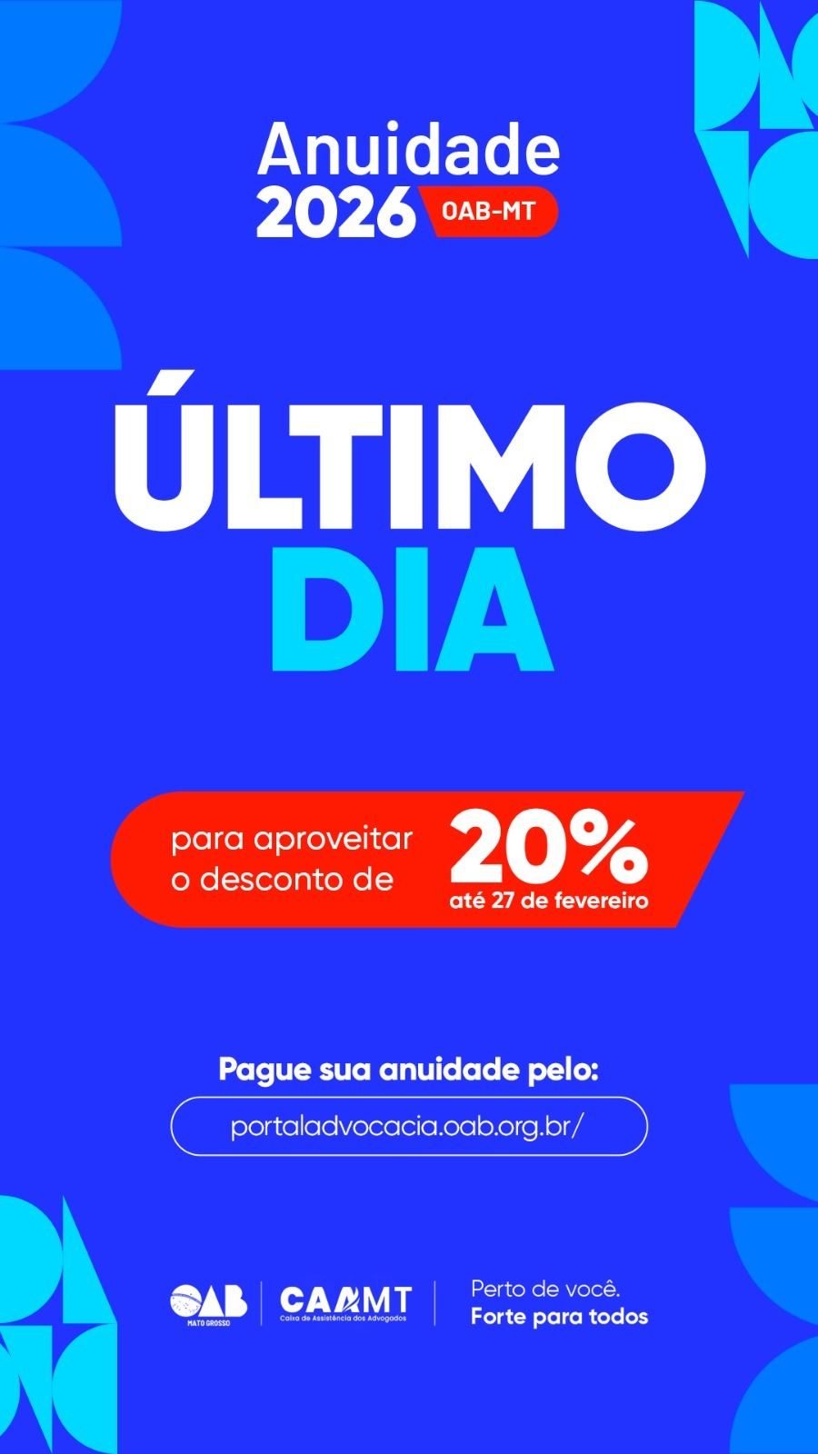 Esta sexta-feira (27) é último dia para pagamento da Anuidade 2026 com 20% de desconto | Notícia